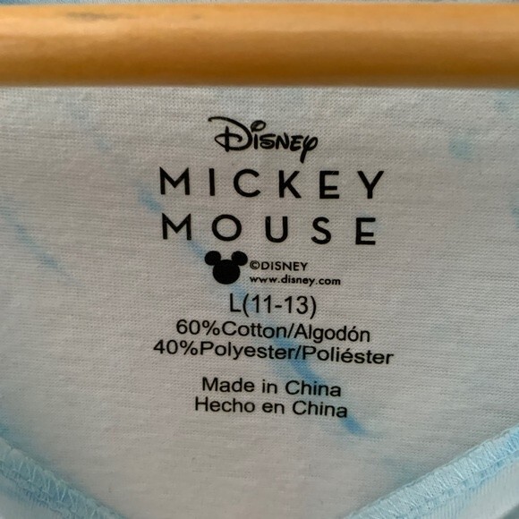 Disney Mickey Mouse Graphic Blue White Tie Dye Airbrushed Sleeveless Tank Top L - Picture 3 of 9